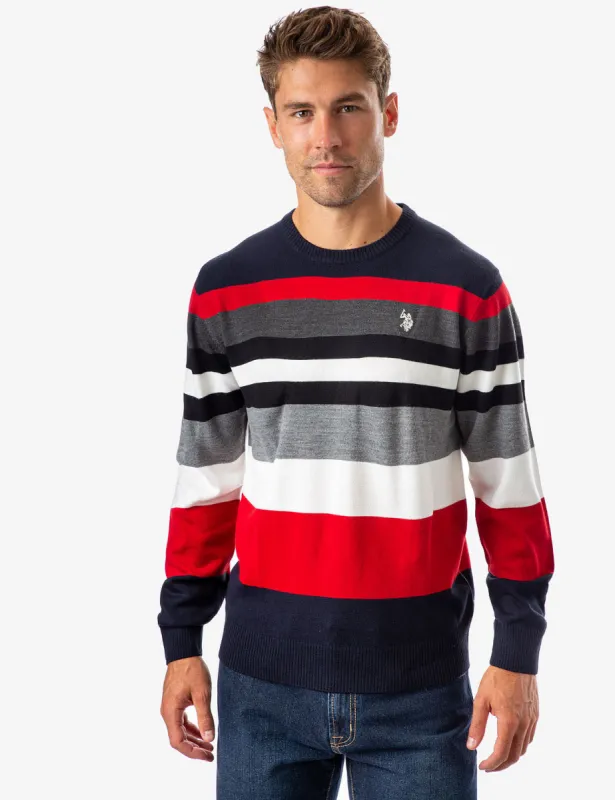 MULTICOLOR STRIPED CREW NECK SWEATER sold by U.S. Polo Assn.
