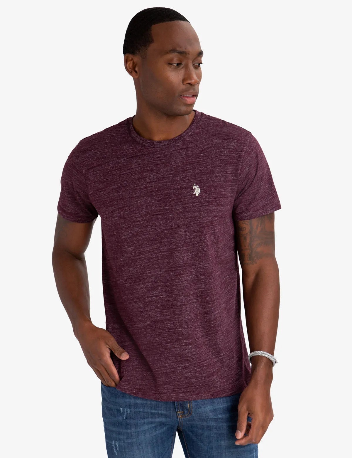 SPACE DYE CREW NECK T-SHIRT sold by U.S. Polo Assn. product image thumbnail 3