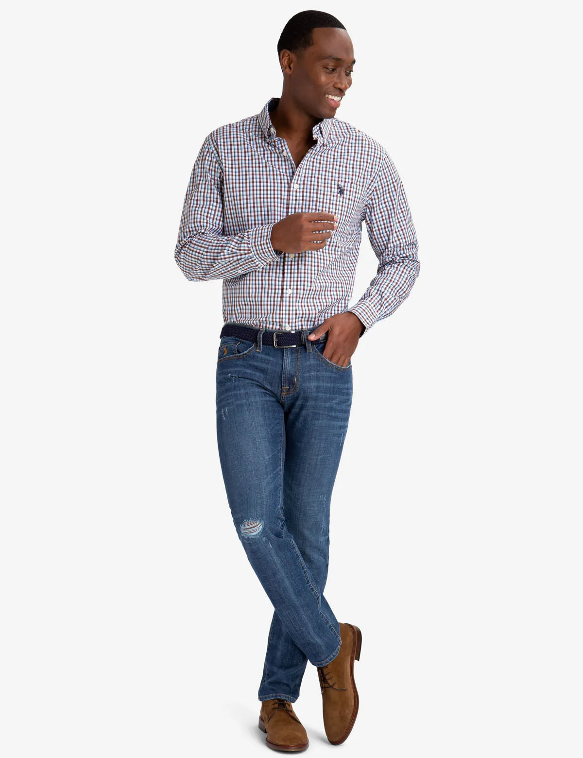 SMALL PLAID PEACHED POPLIN SHIRT sold by U.S. Polo Assn. product image thumbnail 2