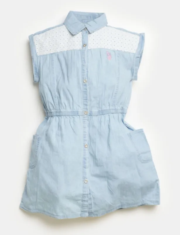 Girls Woven Dress with Eyelet Detail sold by U.S. Polo Assn.