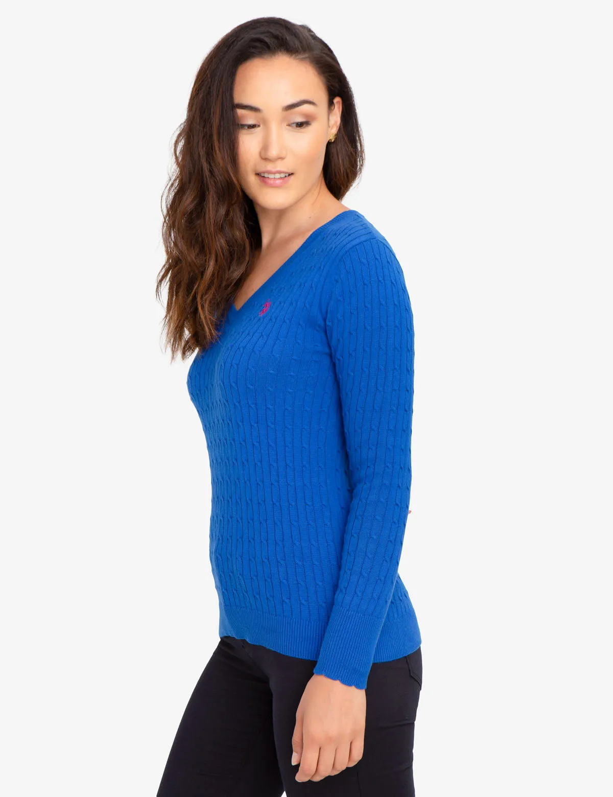 V-NECK CABLE KNIT SWEATER sold by U.S. Polo Assn. product image thumbnail 3