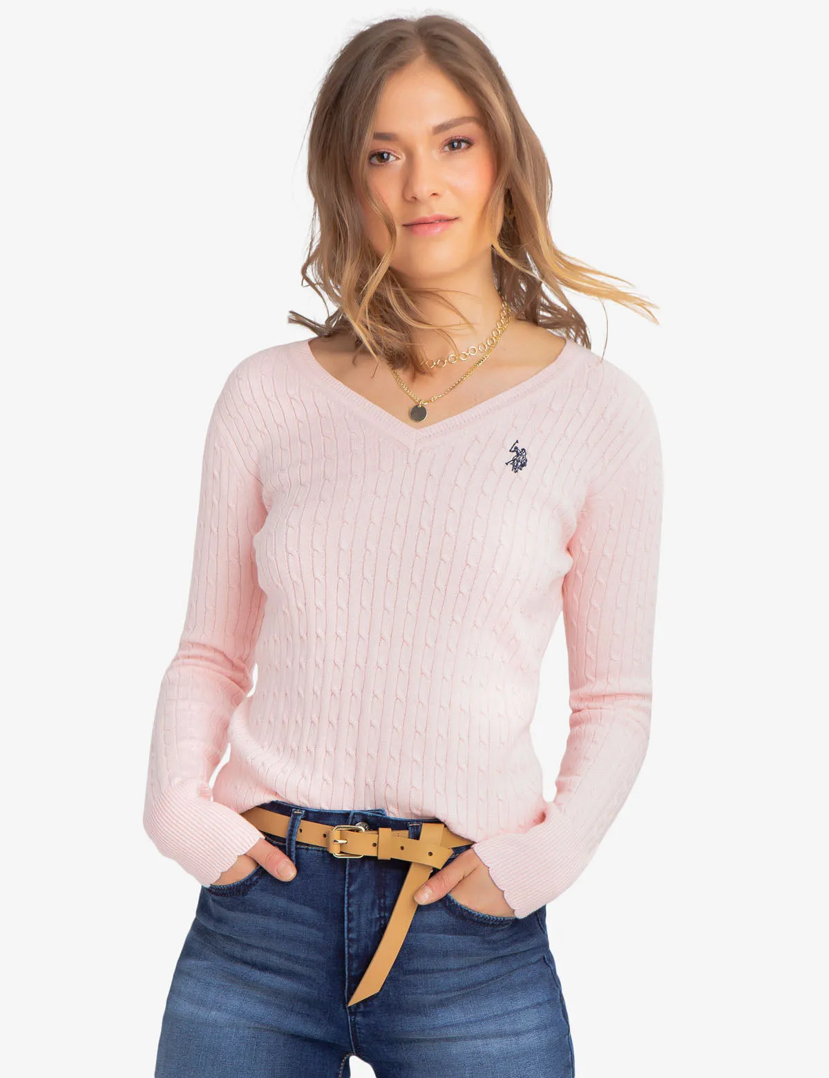V-NECK CABLE KNIT SWEATER sold by U.S. Polo Assn. product image thumbnail 5