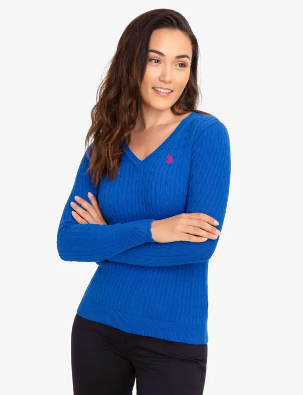 V-NECK CABLE KNIT SWEATER sold by U.S. Polo Assn.