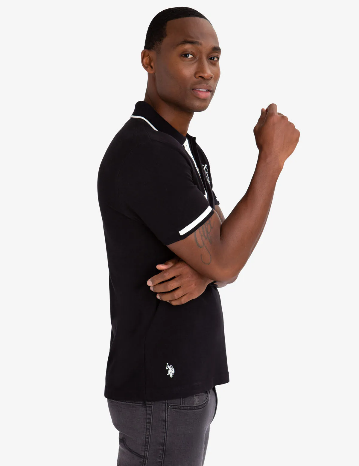 BLACK MALLET SLIM FIT ZIPPER POLO SHIRT sold by U.S. Polo Assn. product image thumbnail 3