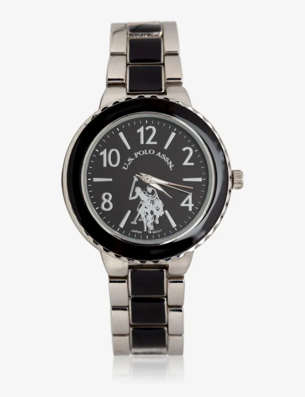 USPA WOMEN'S BLACK & SILVER TONE WATCH sold by U.S. Polo Assn.