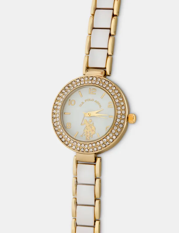 LADIES WHITE AND GOLD BRACELET WATCH sold by U.S. Polo Assn.