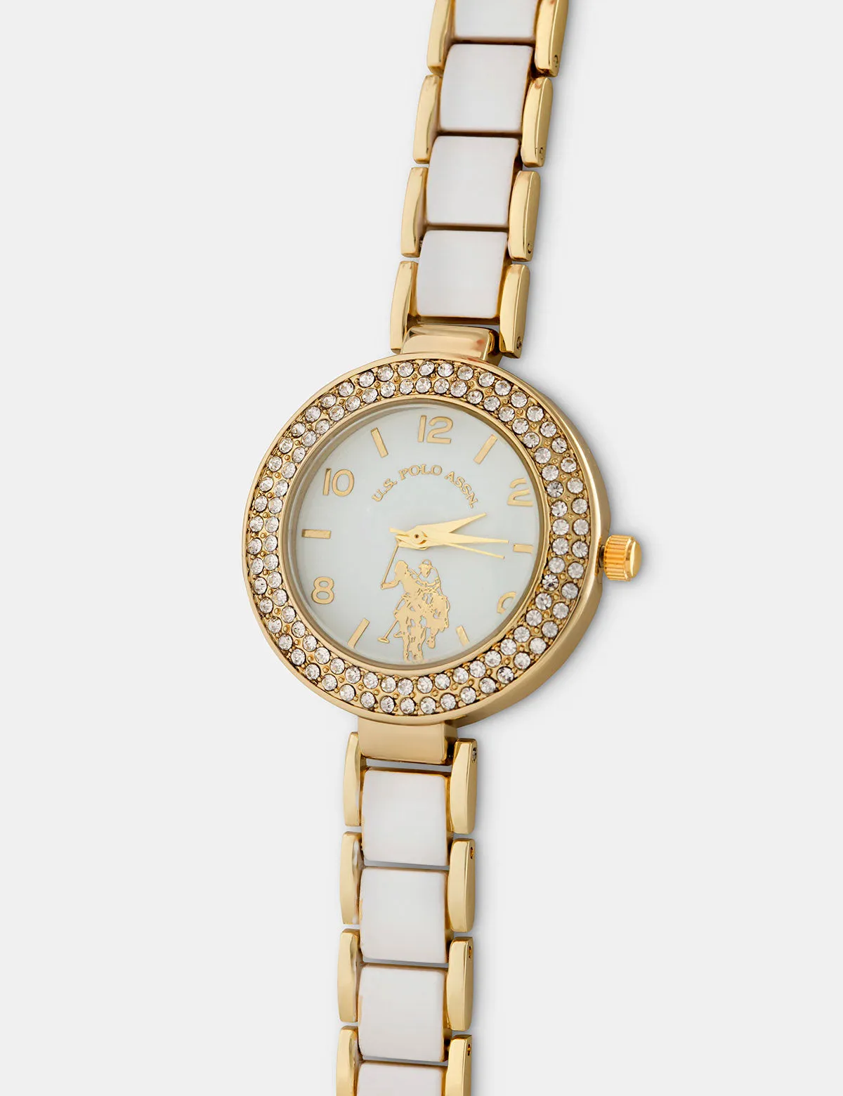 LADIES WHITE AND GOLD BRACELET WATCH sold by U.S. Polo Assn.