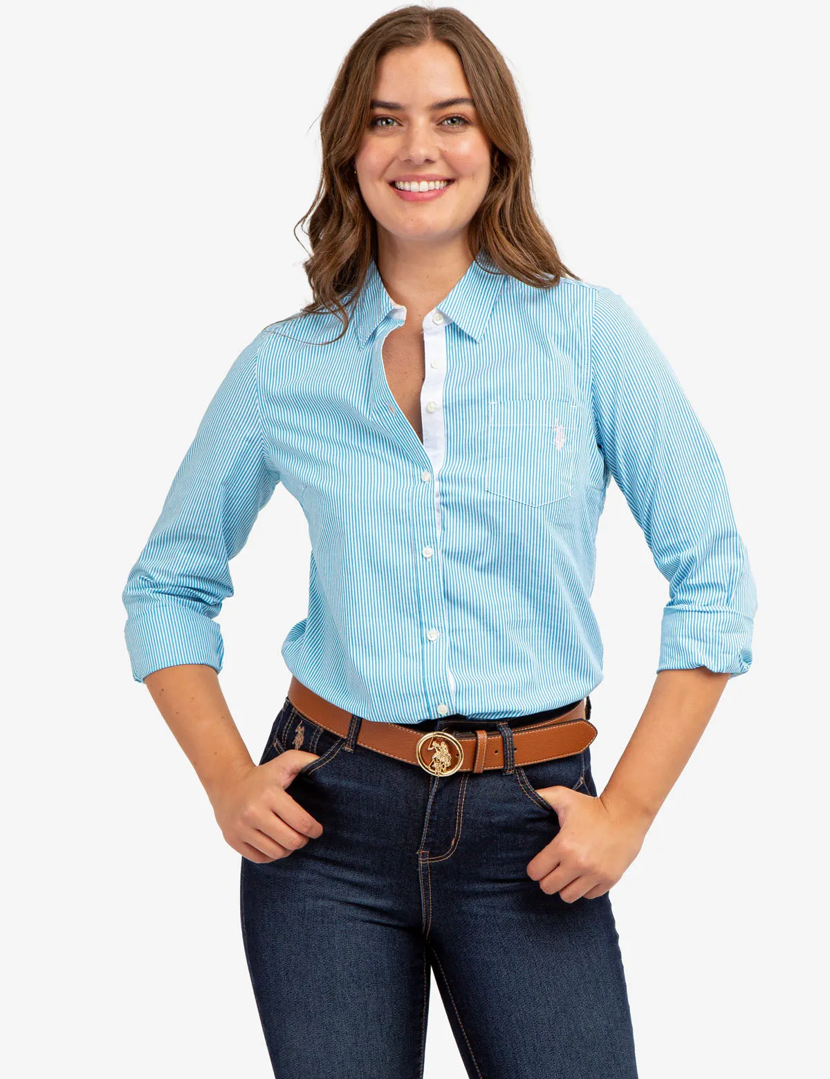 STRIPED POPLIN LONG SLEEVE SHIRT sold by U.S. Polo Assn.