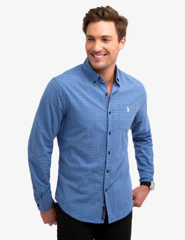 BLACK MALLET SLIM FIT DIAMOND PRINT SHIRT sold by U.S. Polo Assn.