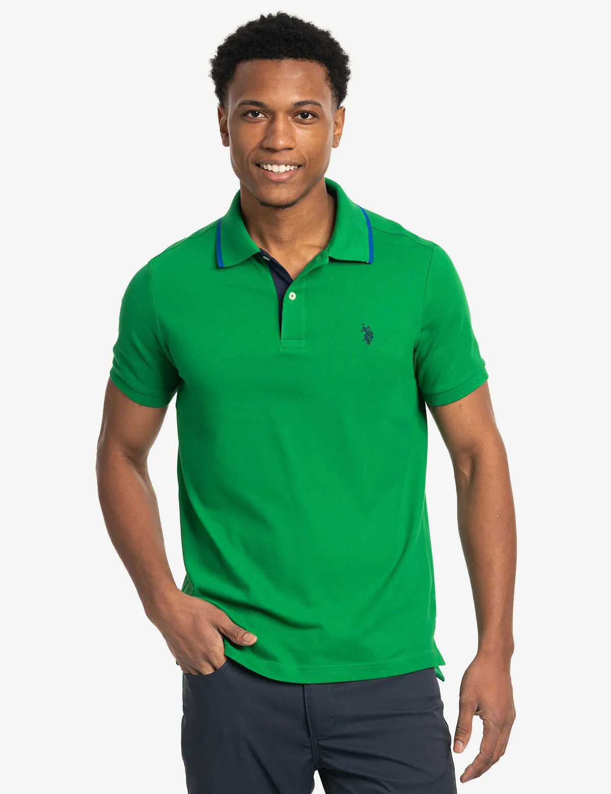 SLIM FIT STRETCH SOLID PIQUE POLO SHIRT sold by U.S. Polo Assn.