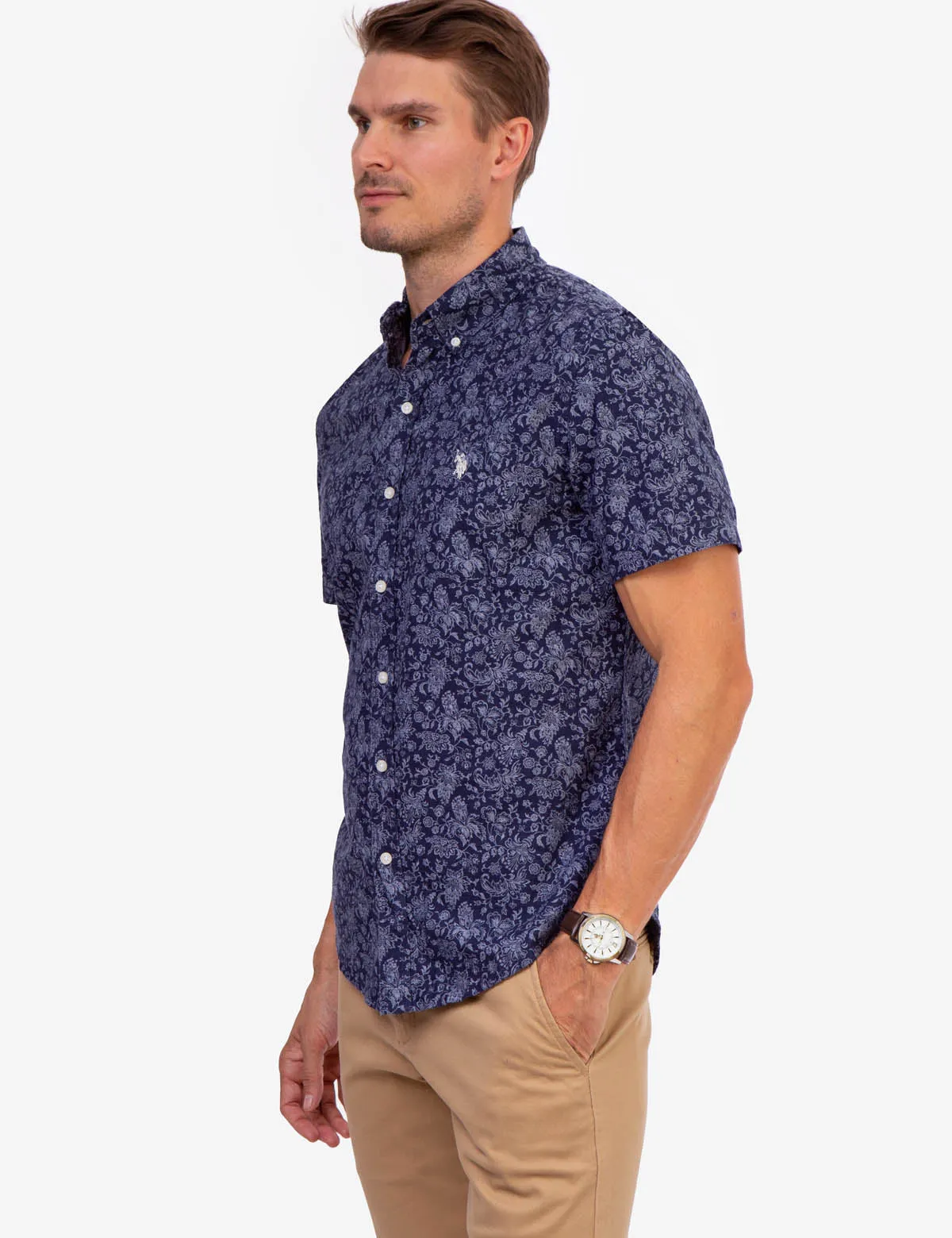 PRINTED FLORAL SLUB CANVAS SHIRT sold by U.S. Polo Assn. product image thumbnail 4