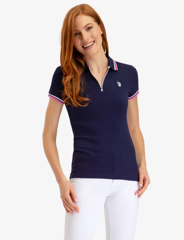 ZIP UP RIB POLO SHIRT sold by U.S. Polo Assn.