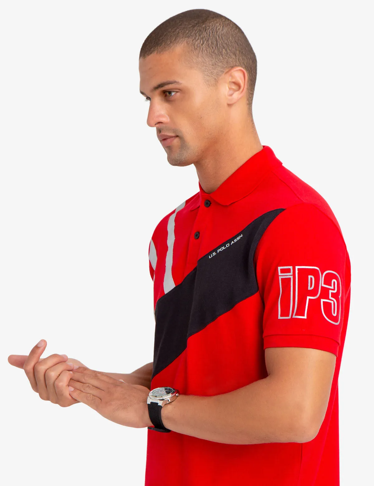 SILVER METALLIC DETAIL COLORBLOCK POLO SHIRT sold by U.S. Polo Assn. product image thumbnail 3