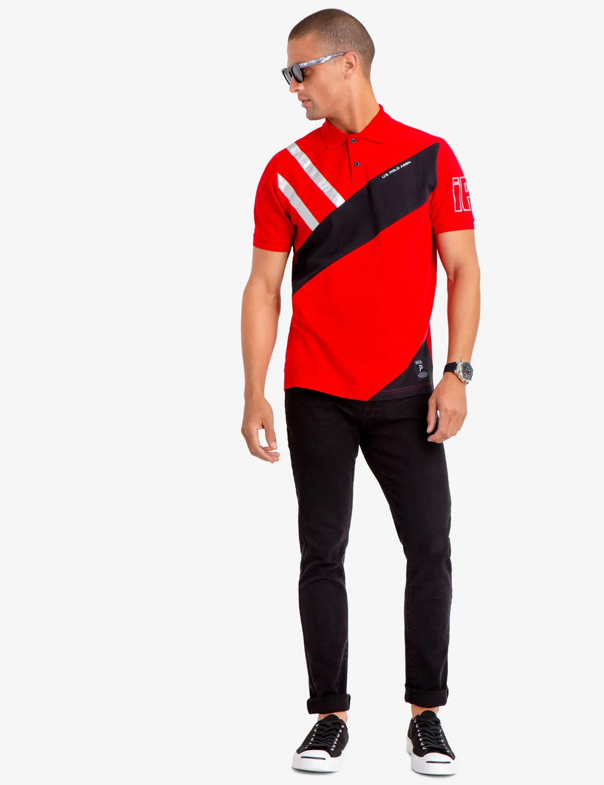 SILVER METALLIC DETAIL COLORBLOCK POLO SHIRT sold by U.S. Polo Assn. product image thumbnail 2