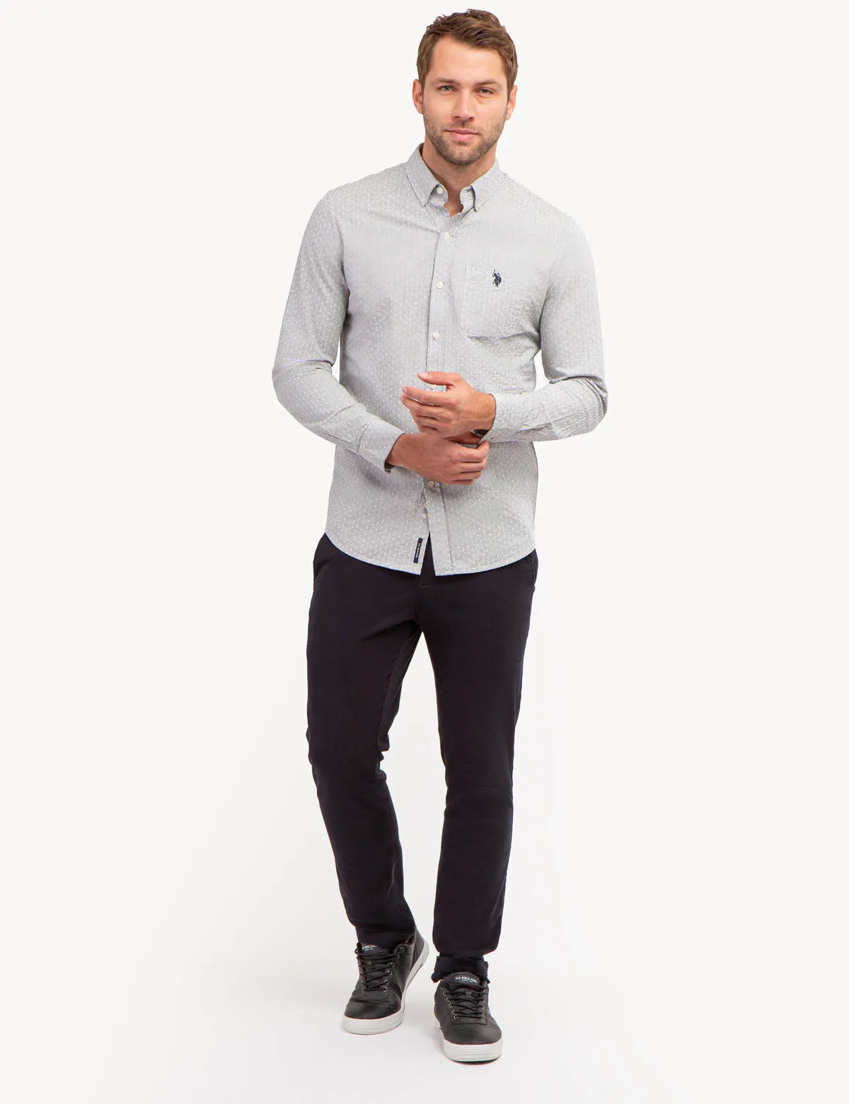 YARN DYE DOBBY PATTERN LONG SLEEVE SHIRT sold by U.S. Polo Assn. product image thumbnail 3