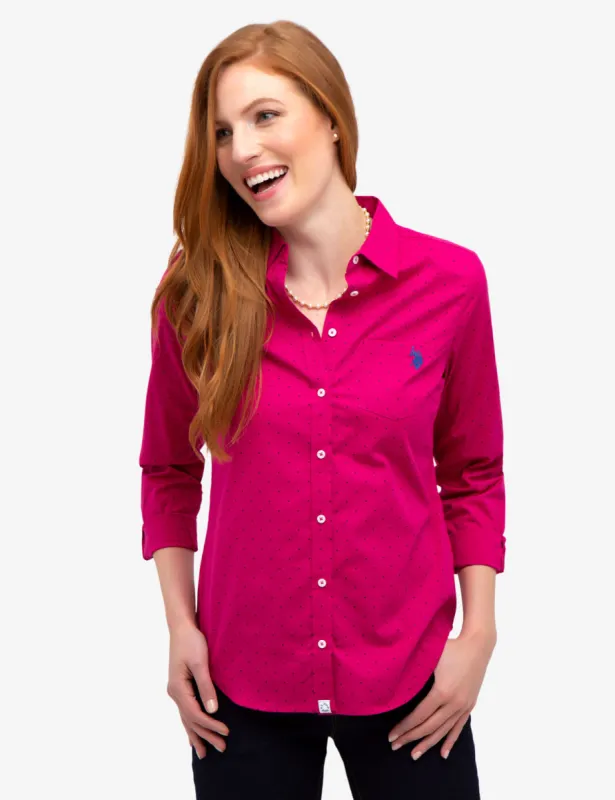 DOT STRETCH POPLIN SHIRT made by U.S. Polo Assn.
