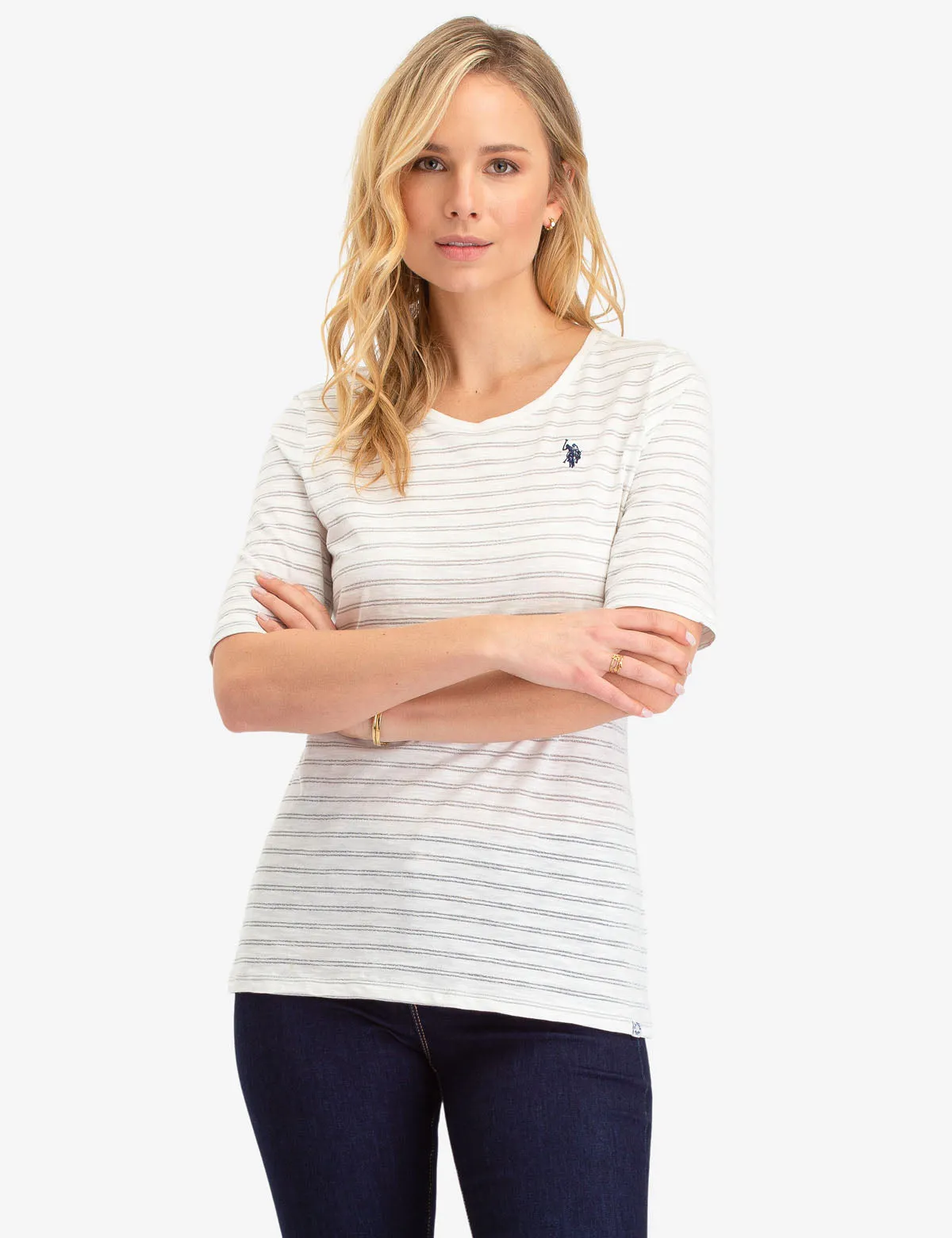 METALLIC LUREX STRIPED TOP sold by U.S. Polo Assn.
