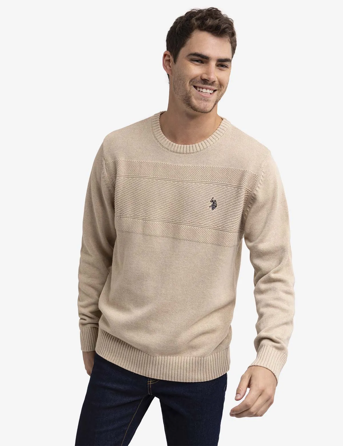 TEXTURED CREW NECK SWEATER sold by U.S. Polo Assn.