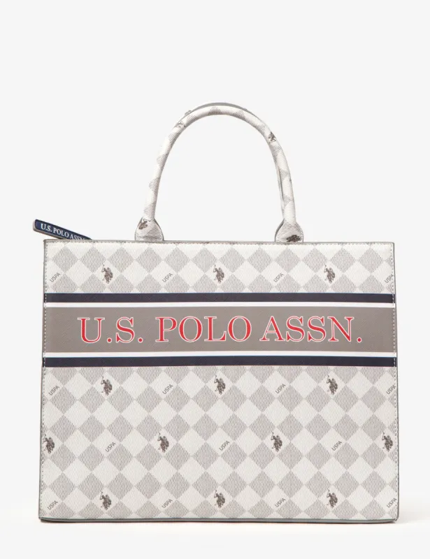 DIAMOND STRIPE BOOK TOTE WITH CROSSBODY STRAP sold by U.S. Polo Assn.