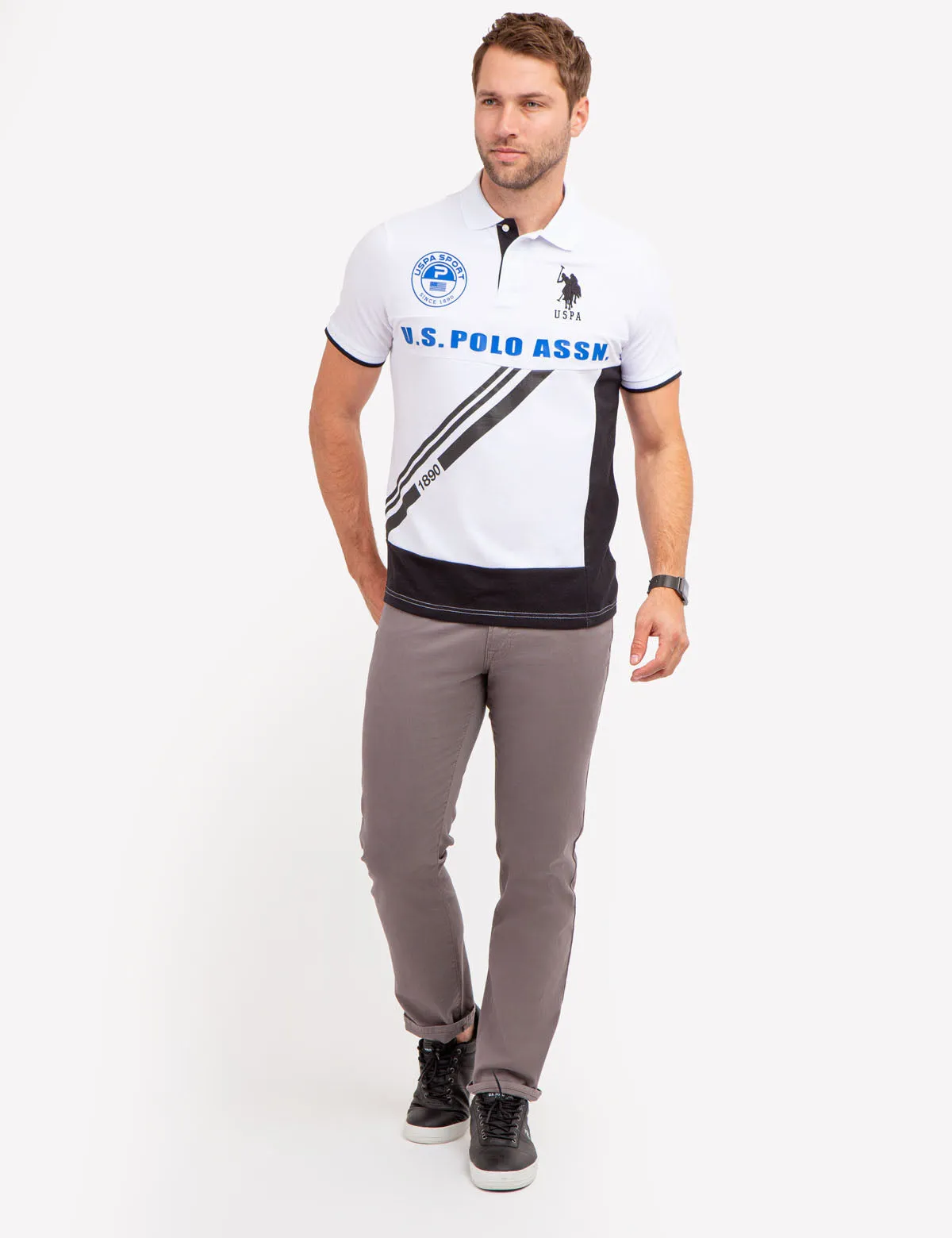 DIAGONAL GRAPHIC PIECED PIQUE POLO SHIRT sold by U.S. Polo Assn. product image thumbnail 2