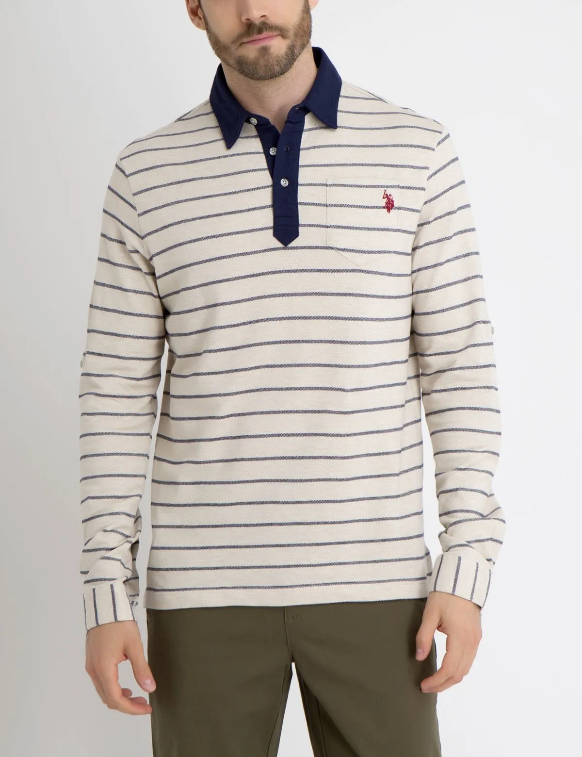 STRIPE COLLARED SHIRT WITH ROLL UP SLEEVES sold by U.S. Polo Assn. product image thumbnail 5