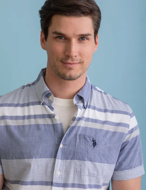 HEATHER MADRAS SHORT SLEEVE WOVEN SHIRT sold by U.S. Polo Assn.