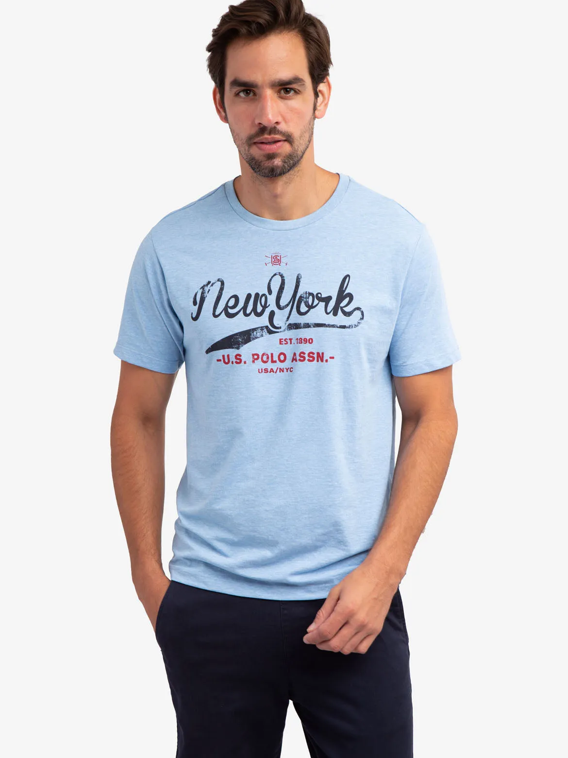 NEW YORK SCRIPT PRINT JERSEY T-SHIRT sold by U.S. Polo Assn.