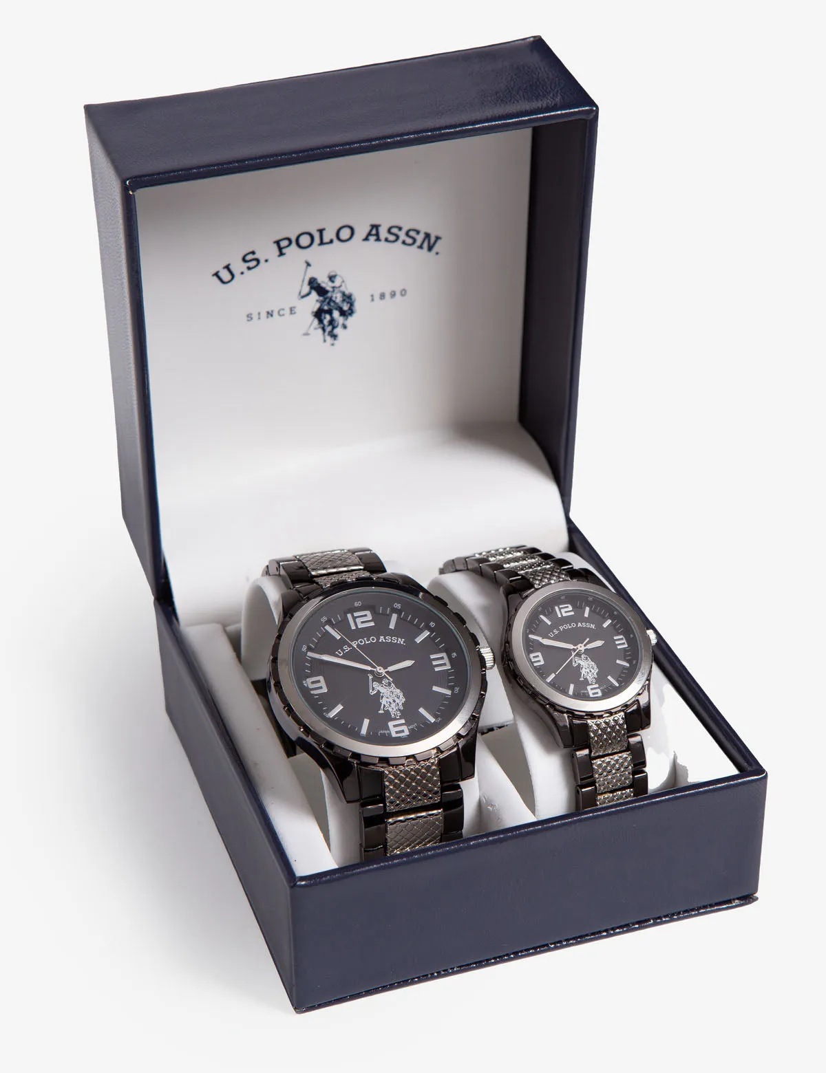 HIS AND HERS GUNMETAL WATCH SET sold by U.S. Polo Assn.
