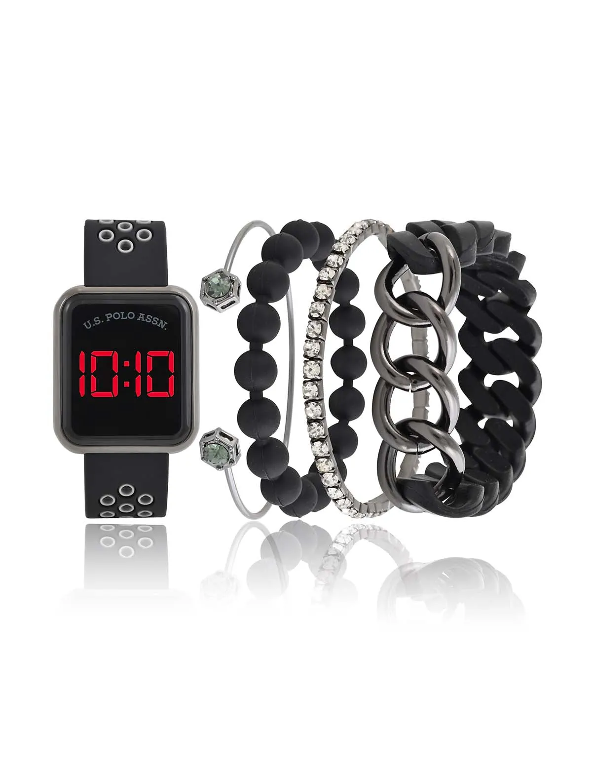 LADIES LED SQUARE FACE WATCH & STACKABLE BRACELETS SET sold by U.S. Polo Assn. product image thumbnail 3