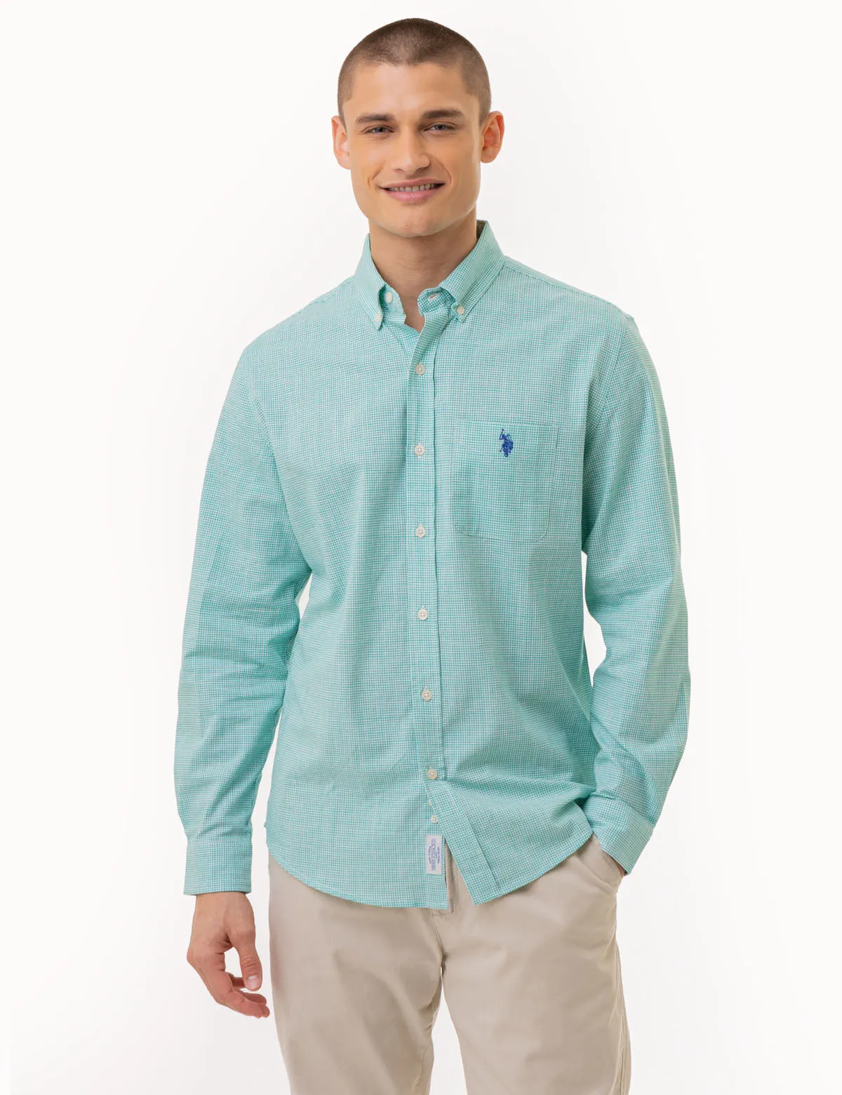 GINGHAM SLUB POPLIN LONG SLEEVE SHIRT sold by U.S. Polo Assn. product image thumbnail 5