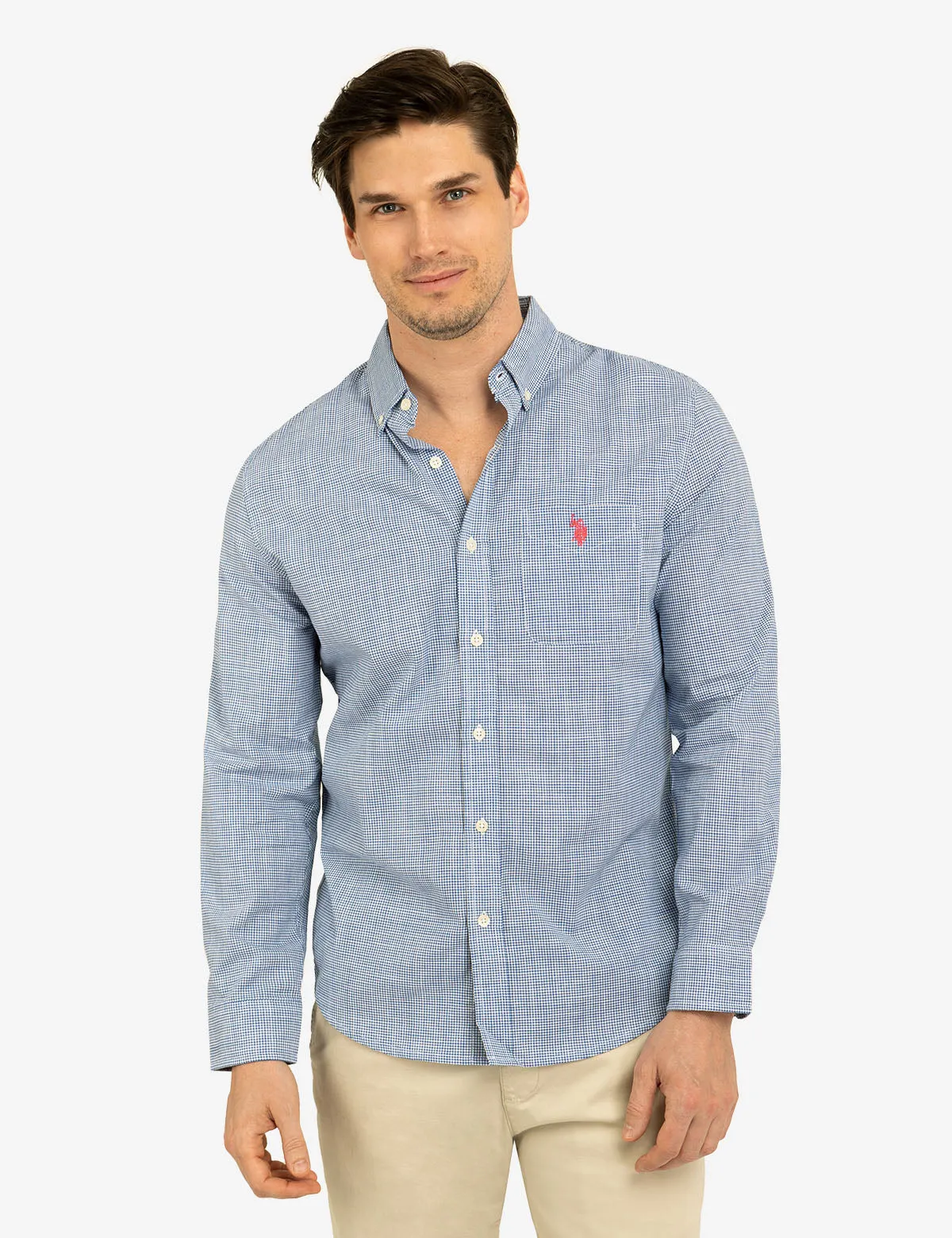 GINGHAM SLUB POPLIN LONG SLEEVE SHIRT sold by U.S. Polo Assn.