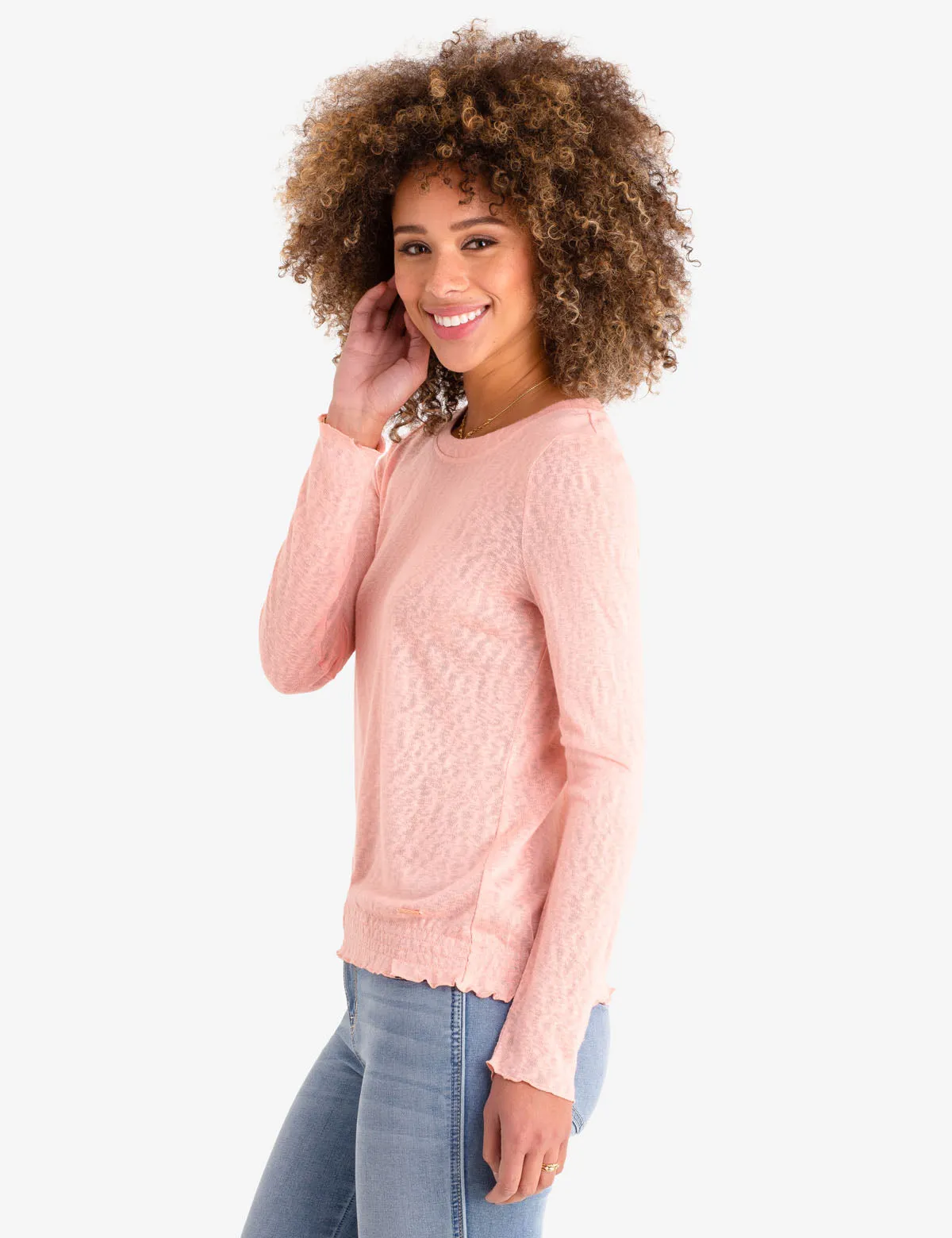 SMOCKED BOTTOM LONG SLEEVE TOP sold by U.S. Polo Assn. product image thumbnail 3