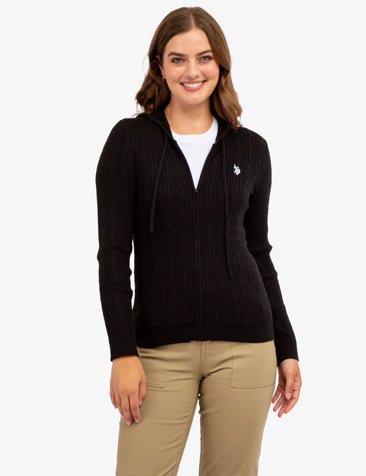 SOFT CABLE ZIP UP SWEATER WITH HOOD sold by U.S. Polo Assn. product image thumbnail 5