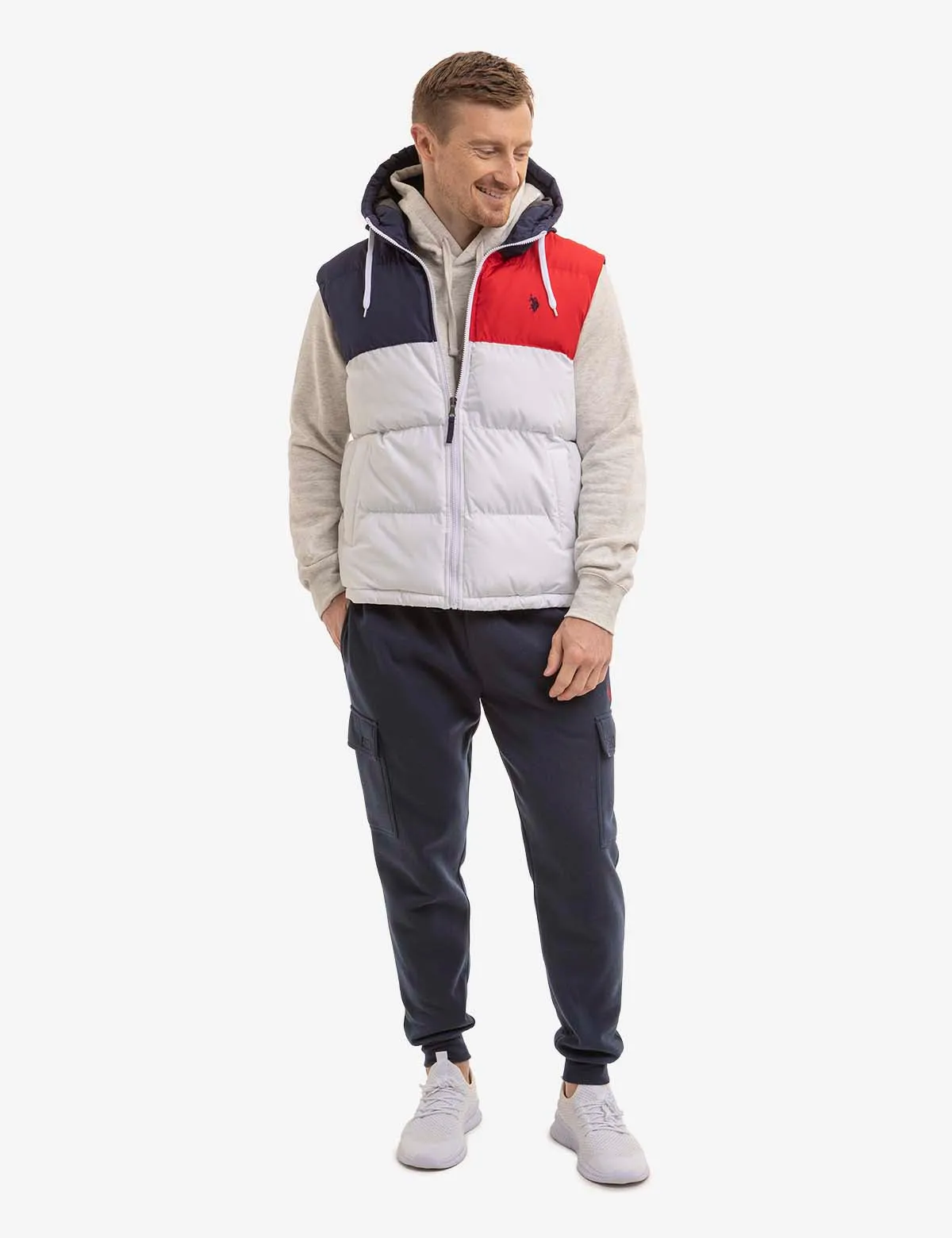 TRI COLORBLOCK HOODED PUFFER VEST sold by U.S. Polo Assn. product image thumbnail 2