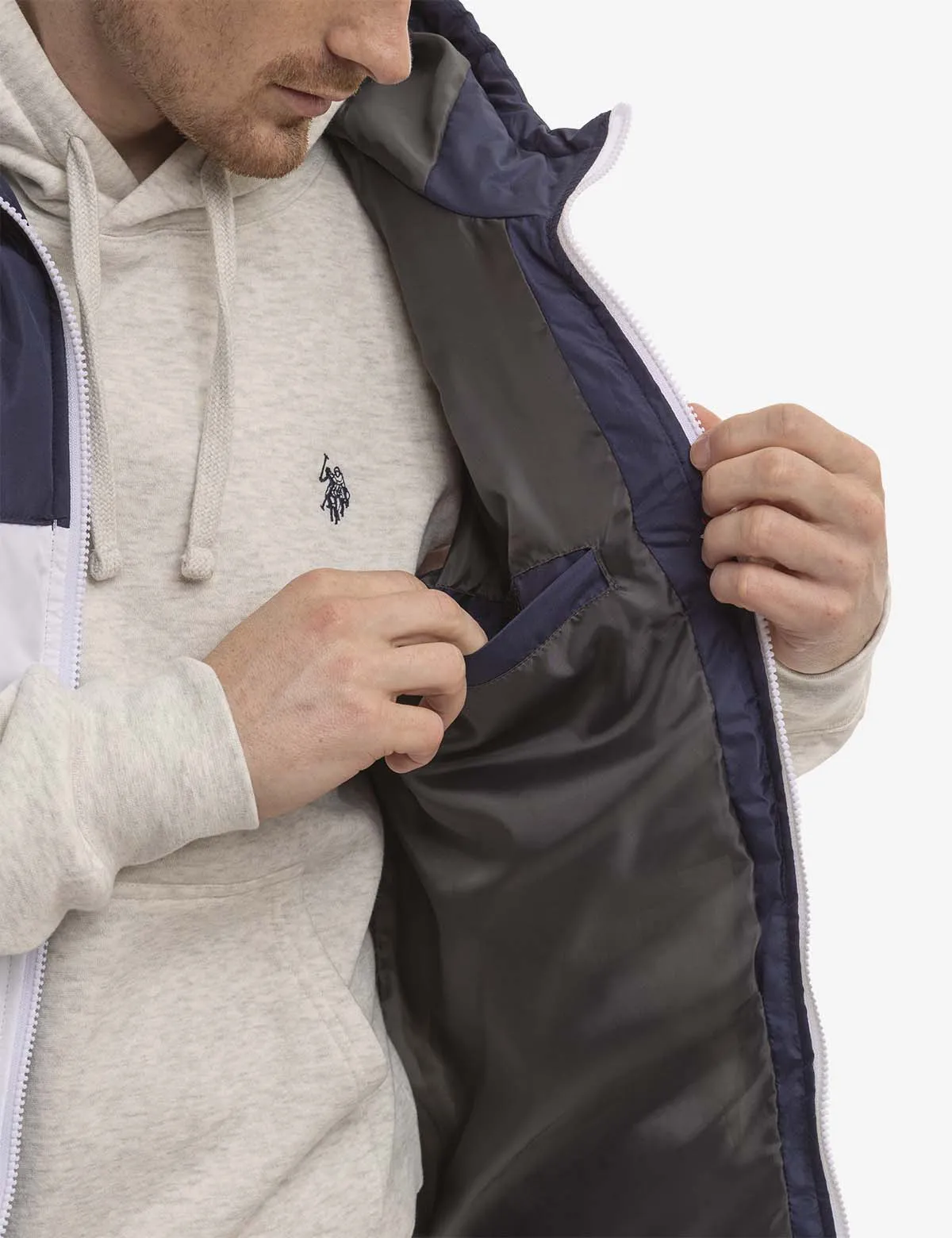 TRI COLORBLOCK HOODED PUFFER VEST sold by U.S. Polo Assn. product image thumbnail 4