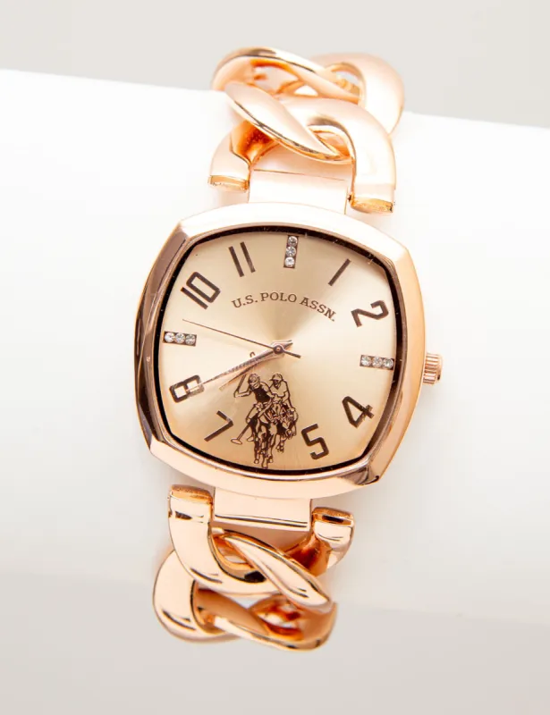 LADIES ROSE GOLDTONE JEWELRY CHAIN LINK WATCH sold by U.S. Polo Assn.