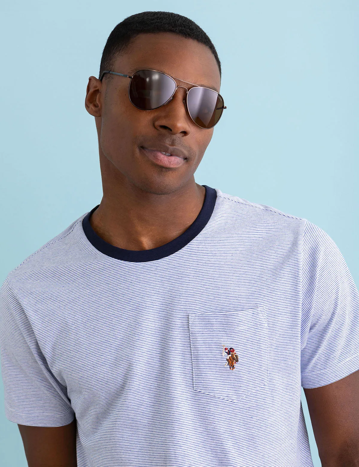 MINI STRIPE RINGER T-SHIRT WITH POCKET sold by U.S. Polo Assn.