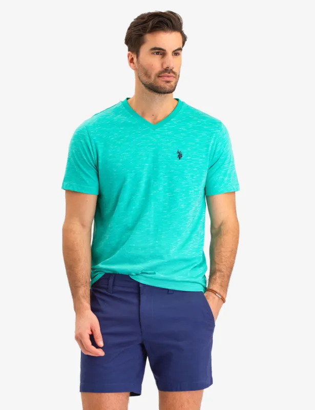 SPACE DYE V-NECK T-SHIRT sold by U.S. Polo Assn.