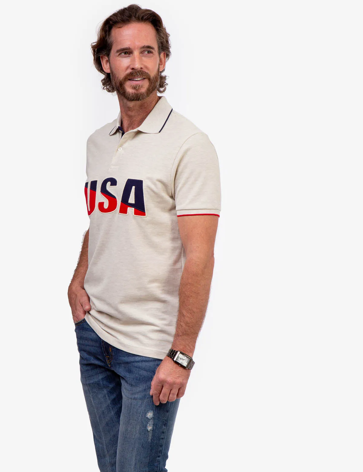 USA APPLIQUED PIQUE POLO SHIRT sold by U.S. Polo Assn. product image thumbnail 3