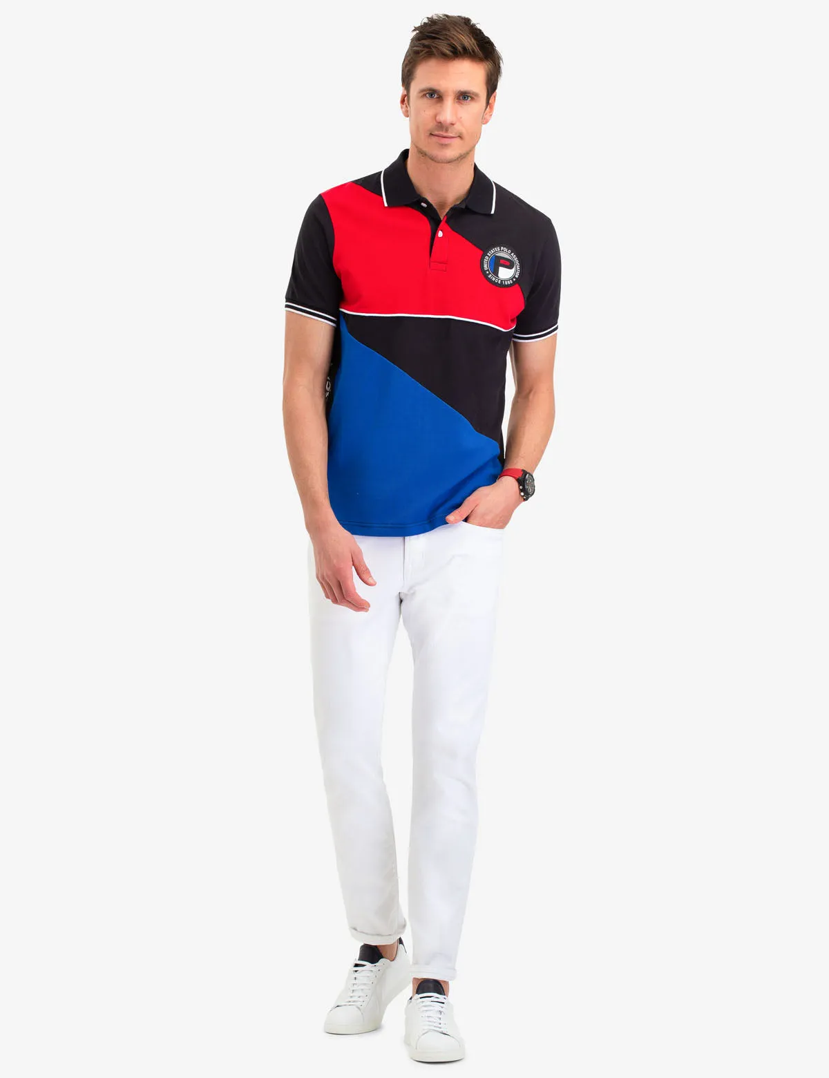 GEOMETRIC COLORBLOCK POLO SHIRT sold by U.S. Polo Assn.