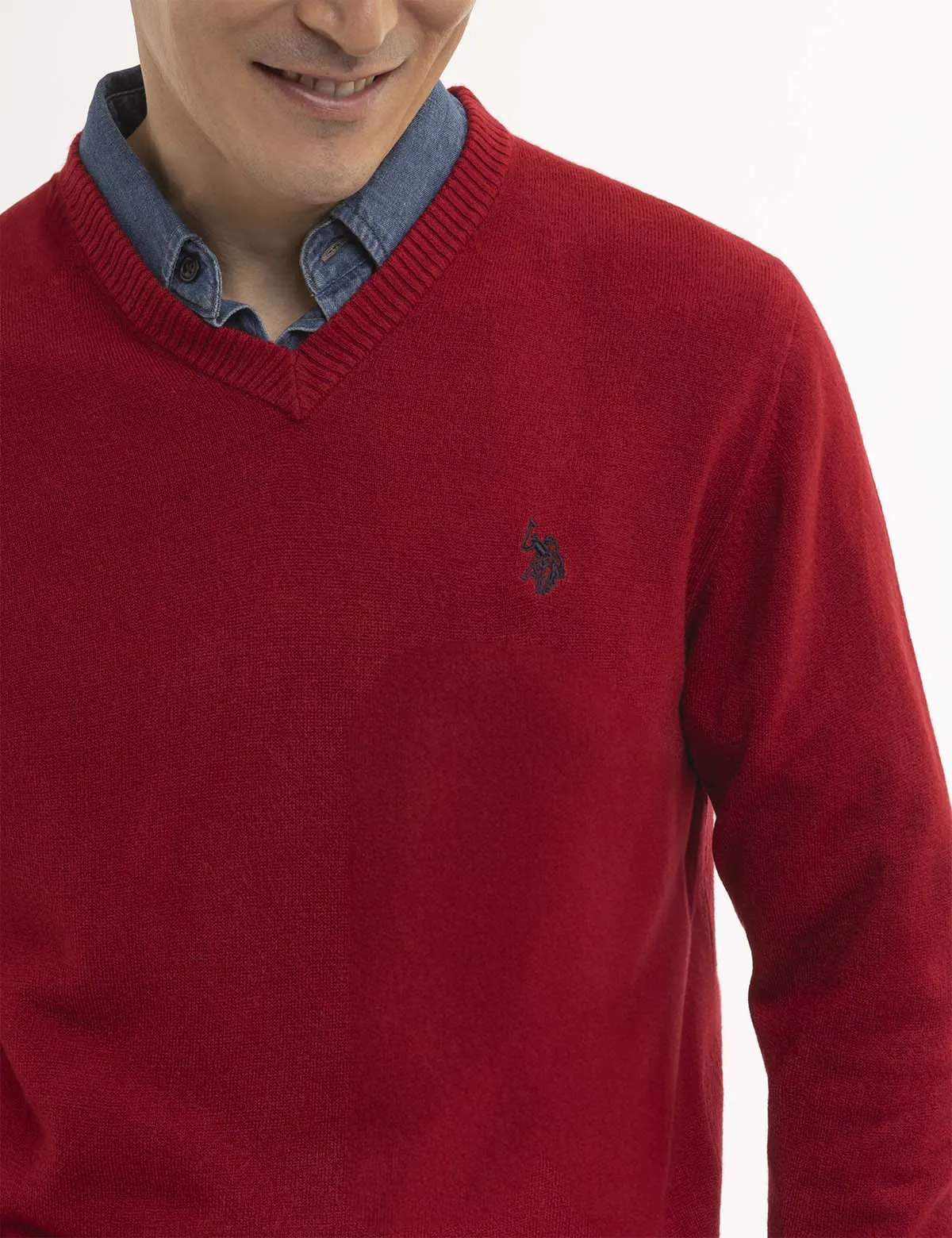 SOFT SOLID JERSEY V-NECK SWEATER sold by U.S. Polo Assn. product image thumbnail 3
