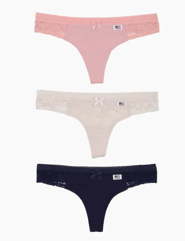 3 Pack Cotton with Lace Trim Thong sold by U.S. Polo Assn.