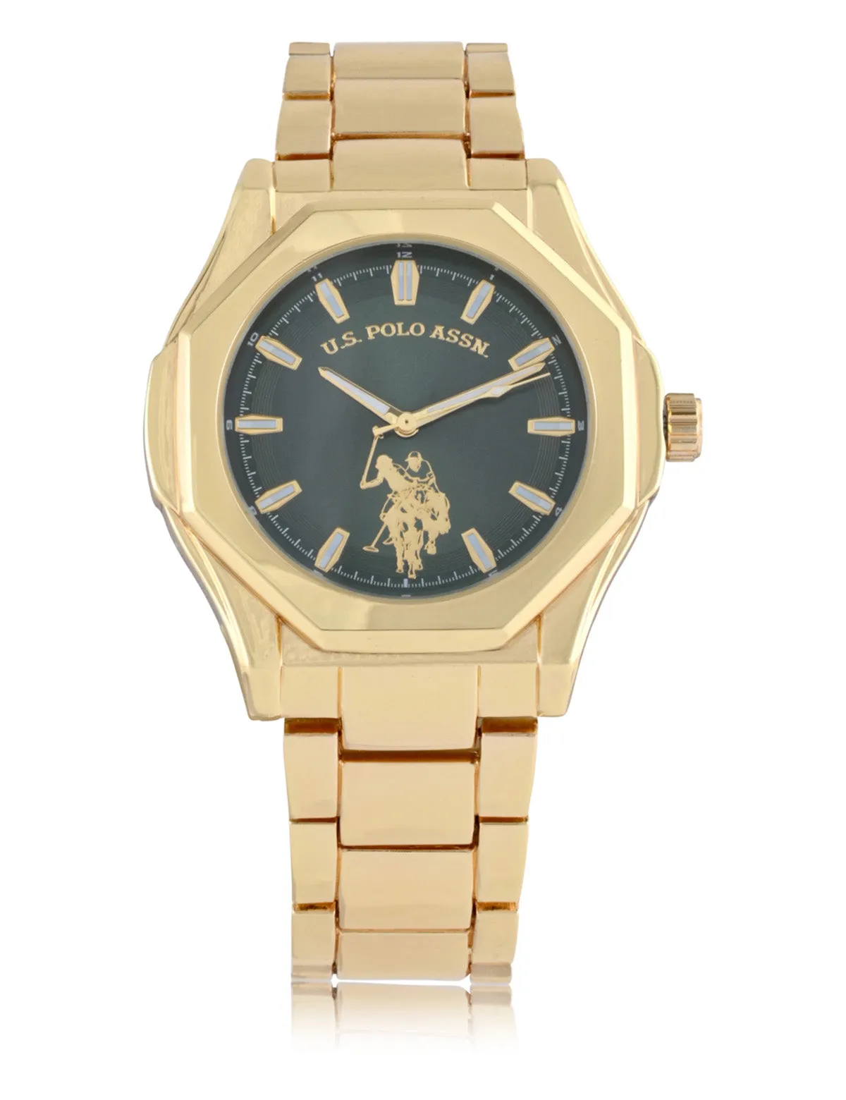 MEN'S GOLD LINK WITH GREEN DIAL ANALOG WATCH sold by U.S. Polo Assn. product image thumbnail 3