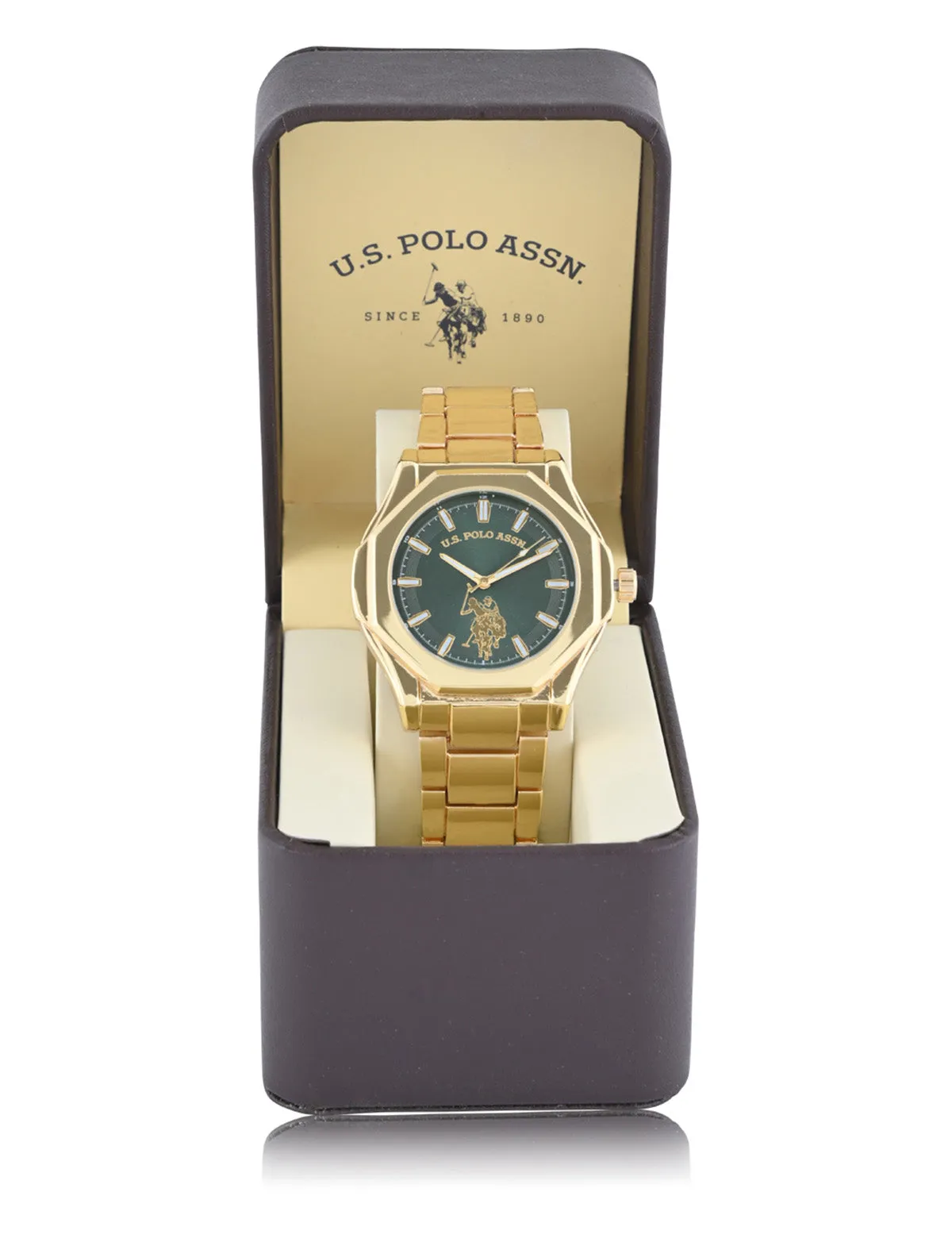 MEN'S GOLD LINK WITH GREEN DIAL ANALOG WATCH sold by U.S. Polo Assn. product image thumbnail 2
