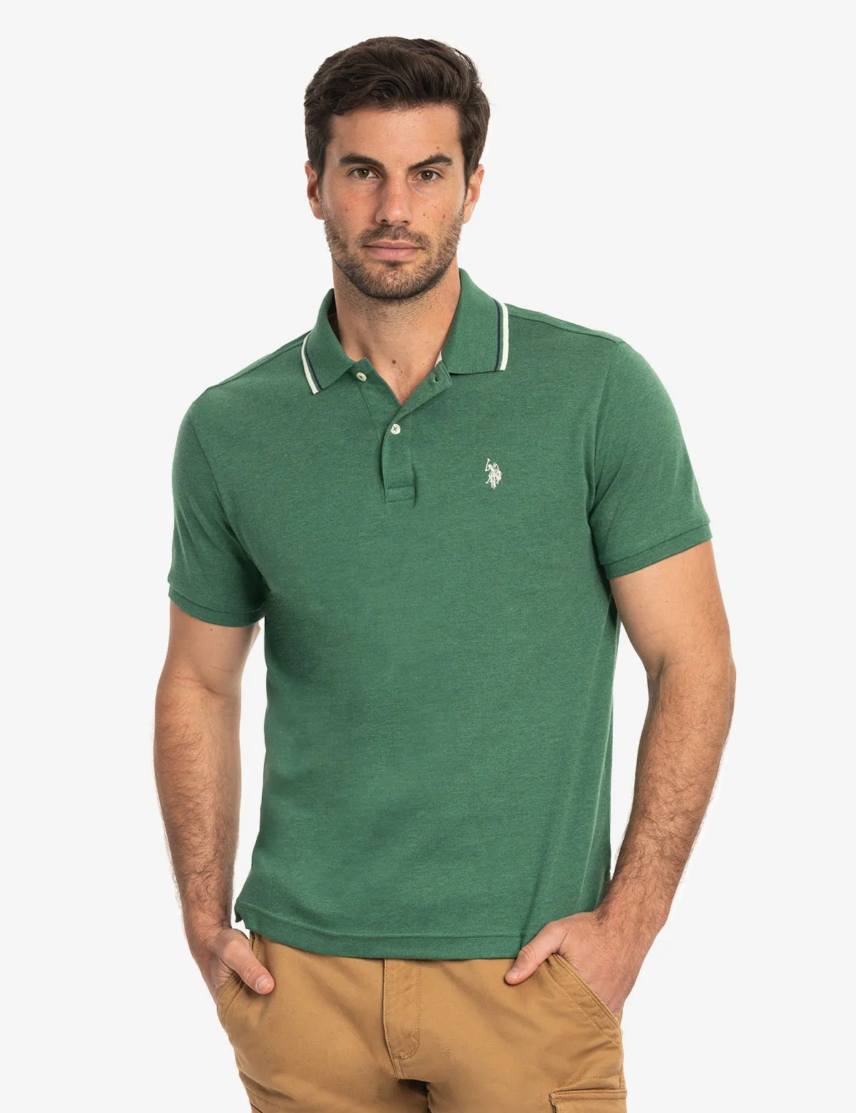 SLIM FIT TIPPED INTERLOCK POLO SHIRT sold by U.S. Polo Assn.