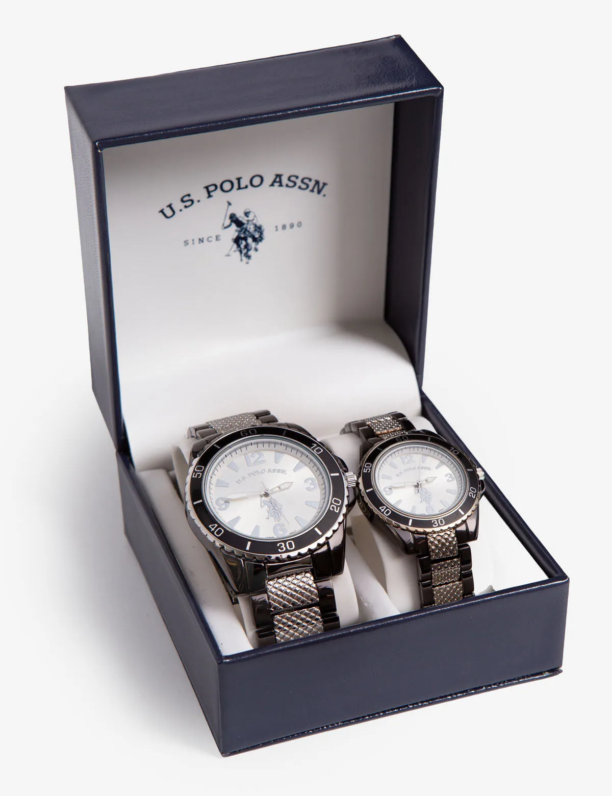 HIS AND HERS GUNMETAL WATCH SET sold by U.S. Polo Assn.