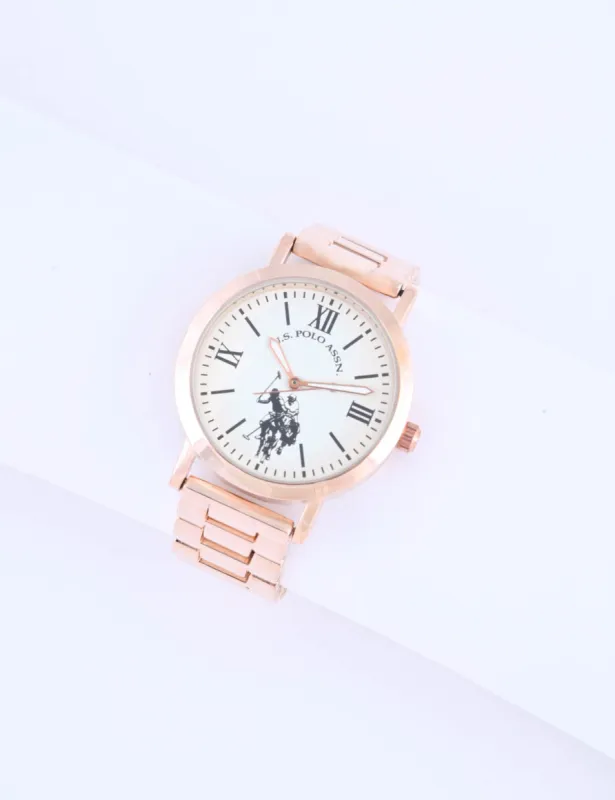 LADIES ROSE GOLD LINK ANALOG BRACELET WATCH sold by U.S. Polo Assn.