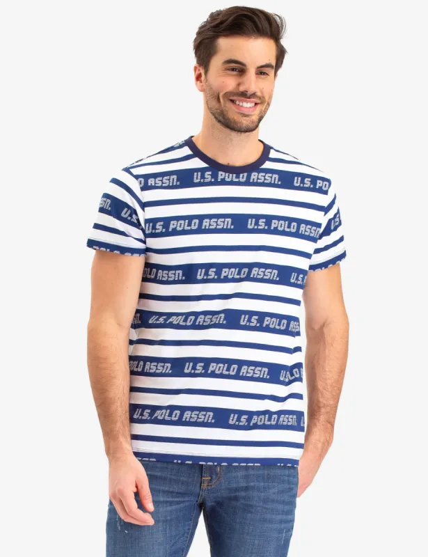 UPSA LOGO STRIPED CREW NECK T-SHIRT sold by U.S. Polo Assn.