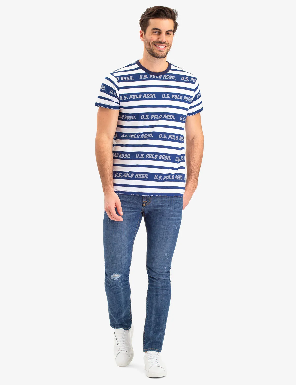 UPSA LOGO STRIPED CREW NECK T-SHIRT sold by U.S. Polo Assn. product image thumbnail 2