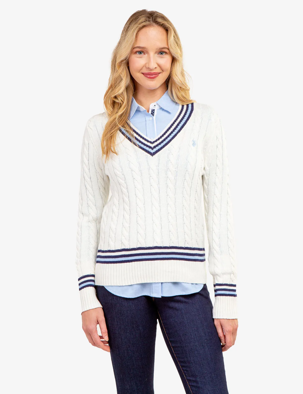 TIPPED CABLE V-NECK SWEATER sold by U.S. Polo Assn. product image thumbnail 5